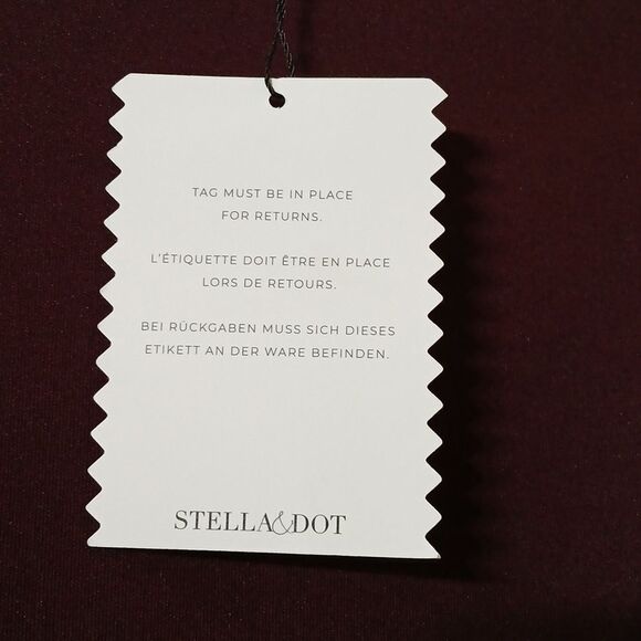 Stella &  Dot deep eggplant color long sleeve pleated sleeve top  Sz S NWT - Picture 5 of 6